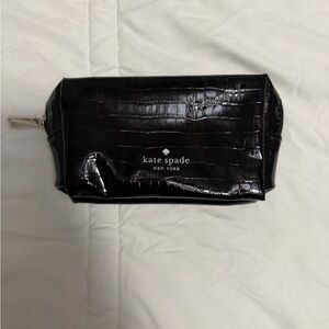 kate spade Croc-Embossed Black Toiletry Bag